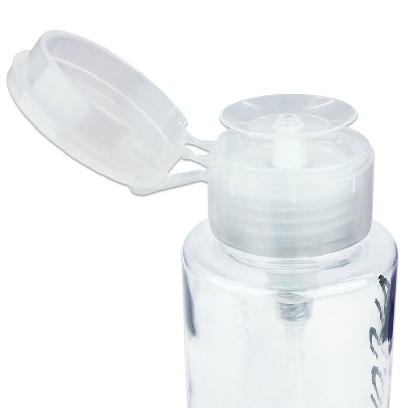 PANA 10oz. (Quantity: 2 Pieces) Alcohol Labeled Liquid Push Down Pump Dispenser Empty Bottle with Flip Top Cap (Clear) - Image 3